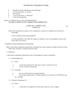 Introduction to Hypothesis Testing