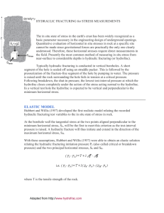 HYDRAULIC FRACTURING for STRESS MEASUREMENTS