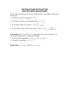 The major formulas for present value (these will reappear