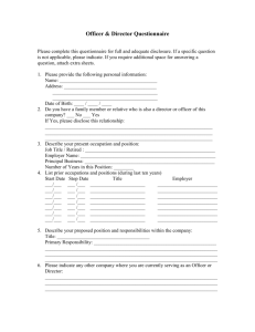 Officer & Director Questionnaire