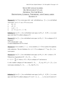 General Vector Spaces Theorems