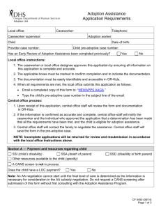 Adoption Assistance Application Checklist CF 450