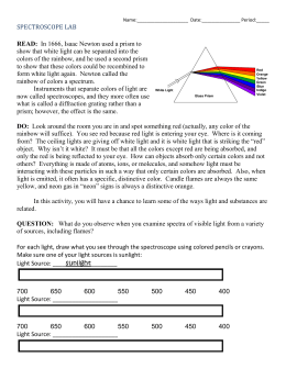 Spectroscopic Observations I