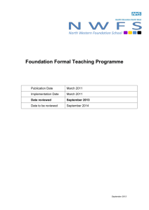 Foundation Formal Teaching Programme