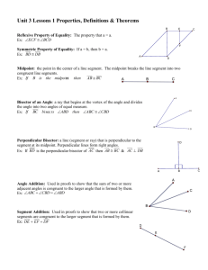 Unit 3 Lessons 1 Properties & Theorems