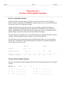 Scientific Notation Drill Sheet