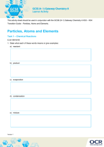 Particles, atoms and elements - Learner activity