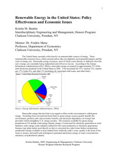 Renewable Energy in the United States: Policy Effectiveness and