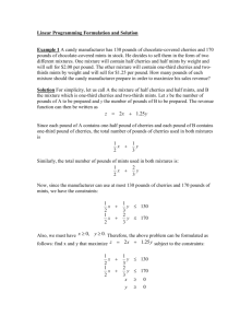 Linear Programming Formulation and Solution