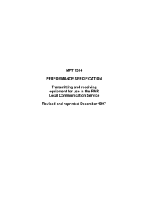 Working document- Preformance Specification MPT 1314