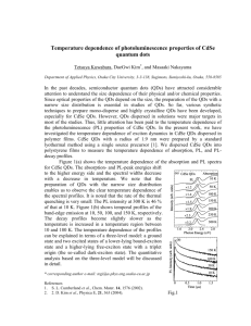 Temperature dependence of photoluminescence properties of CdSe