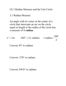 Ch 3 Radian Measure and the Unit Circle