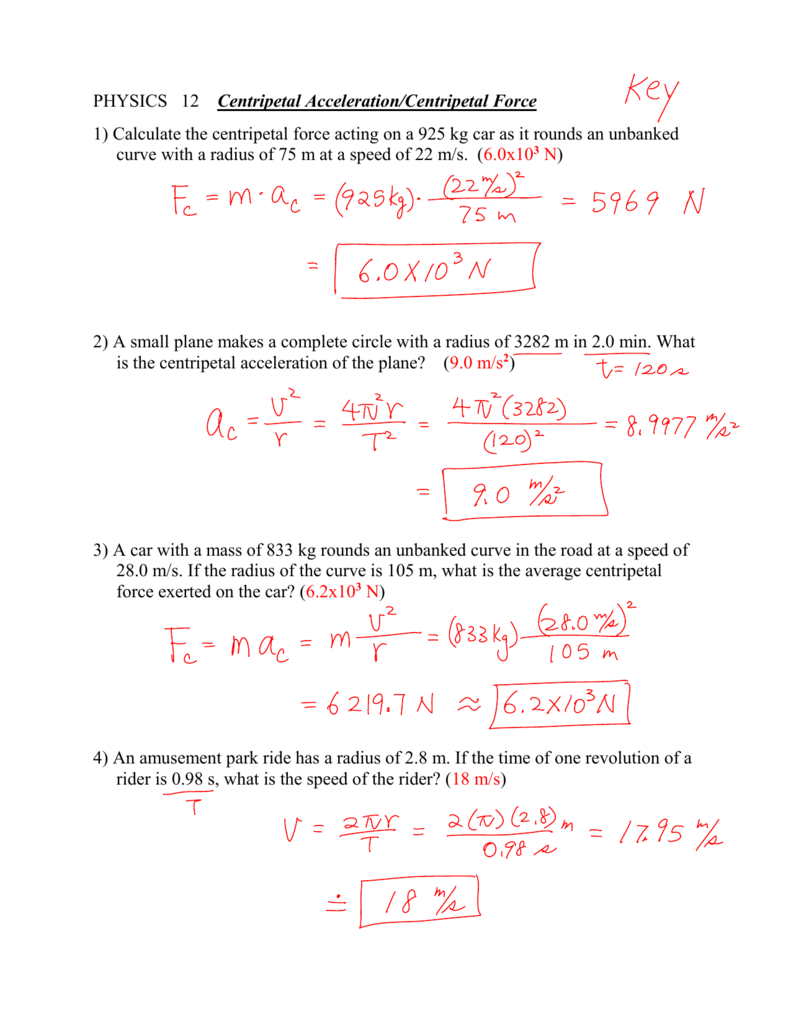 Acceleration Worksheet With Answers