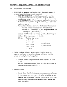 CHAPTER 7: SEQUENCES, SERIES, AND COMBINATORICS