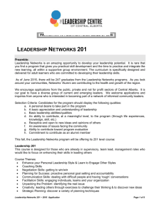 Leadership 201 Application - The Leadership Centre of Central