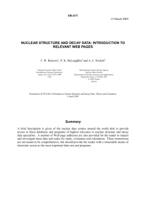 nuclear structure and decay data: introduction to relevant web pages