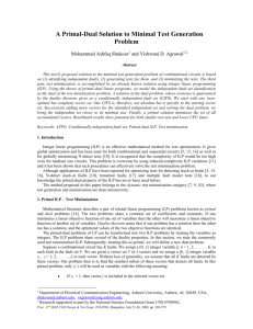 A Primal-Dual Solution to Minimal Test Generation