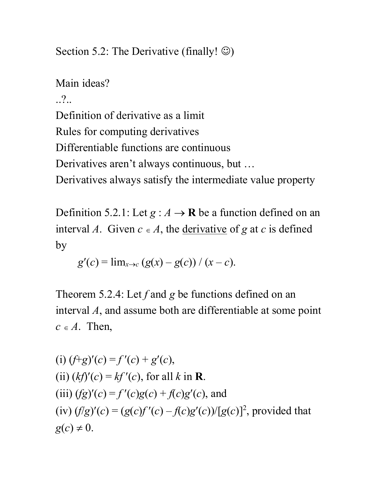 The Derivative