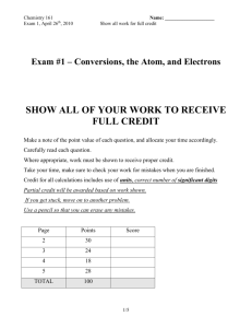 Exam #2 – Electrons, Compounds, and Structure