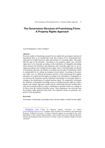 The Governance Structure of Franchising Firms: A Property Rights