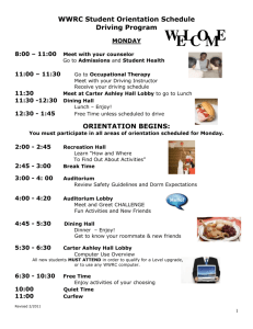 WWRC Student Orientation/Assessment Schedule