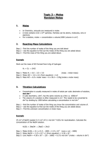 Topic 2 – Formulae, Equations & Calculations