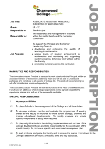 Job Title: ASSOCIATE ASSISTANT PRINCIPAL: DIRECTOR OF
