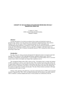 concept of an electron accelerator driven molten salt subcritical reactor