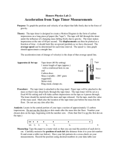 Experiment 1: Acceleration from Tape Timer measurements