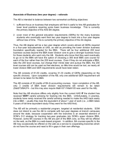 Associate of Business (two year degree) – rationale