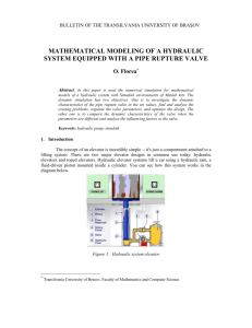 Mathematical modeling of a hydraulic system equipped with a pipe