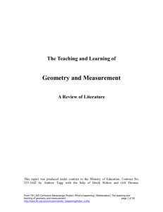 The teaching and learning of geometry and measurement