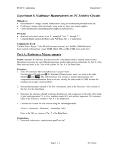 Experiment 1: Multimeter Measurements on DC Resistive Circuits