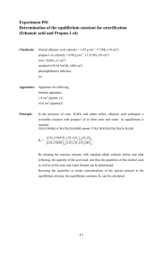 Determination of the equilibrium constant for esterification