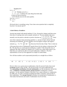 Short History of numbers