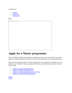 Apply for a Master programme