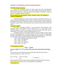 Calculations and the Chemical Equation