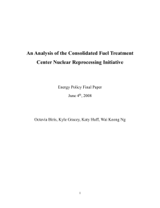 An Analysis of the Consolidated Fuel Treatment Center Nuclear