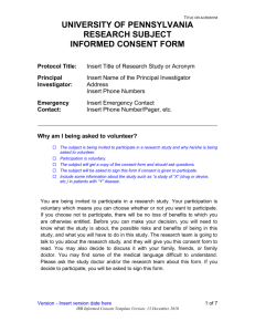 Consent Form - University of Pennsylvania