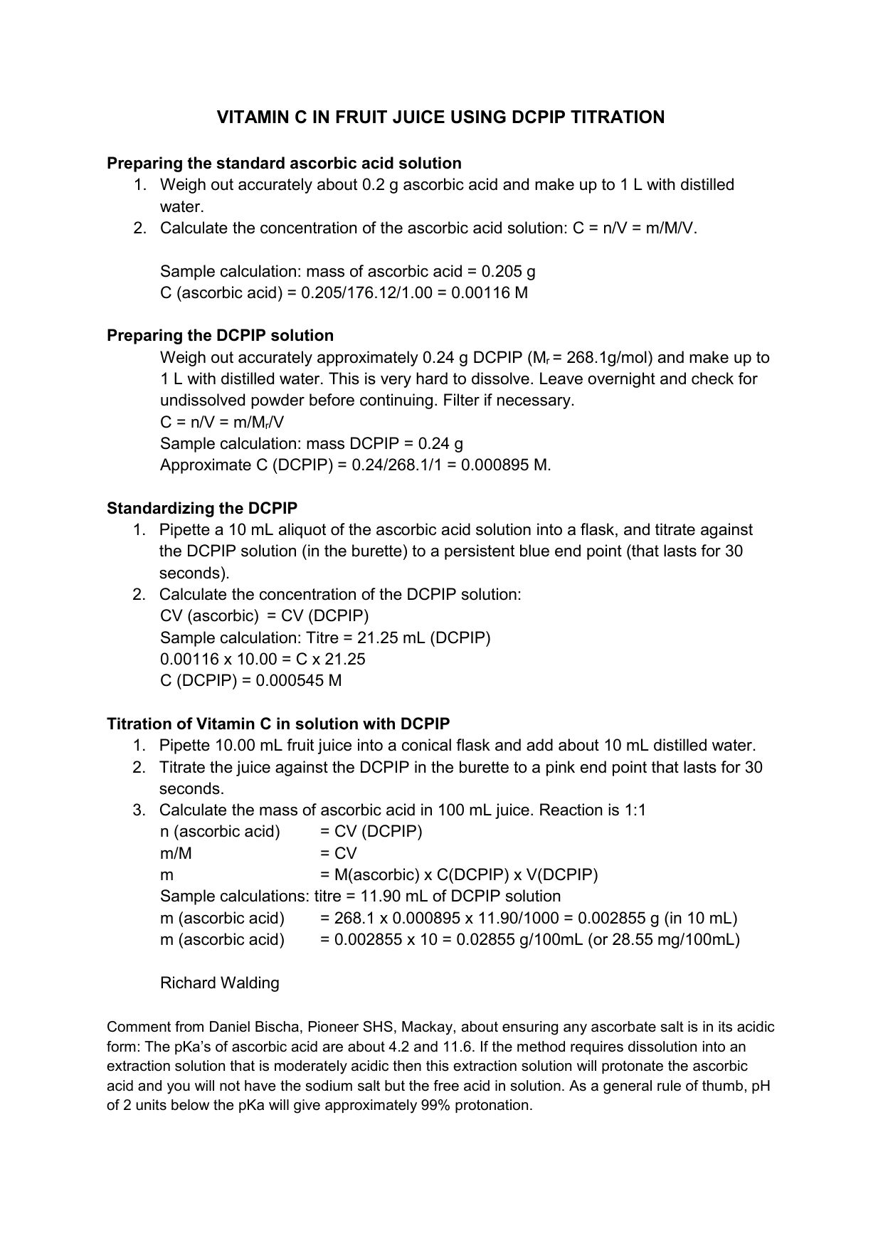 Vitamin C Dcpip Titration