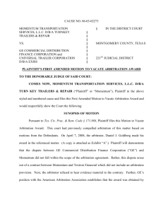 CAUSE NO. 06-03-02273 MOMENTUM TRANSPORTATION § IN