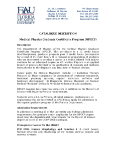 Medical Physics Graduate Certificate Program