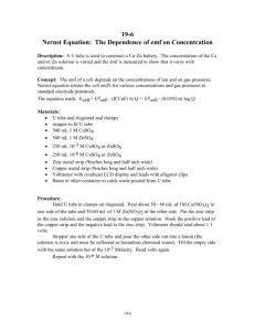 Nernst Equation: The Dependence of emf on Concentration