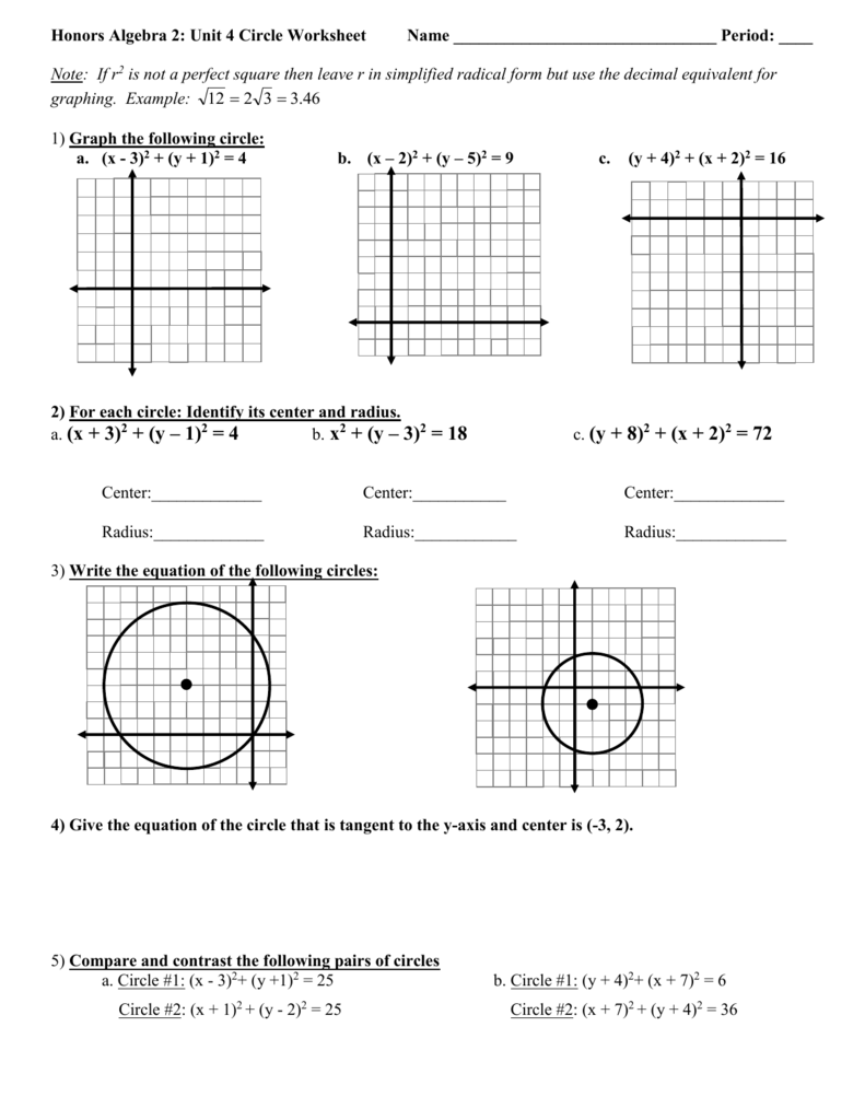 21 + Regarding Equations Of Circles Worksheet