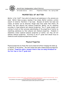 6th grade Properties of Matter - North East Independent School District