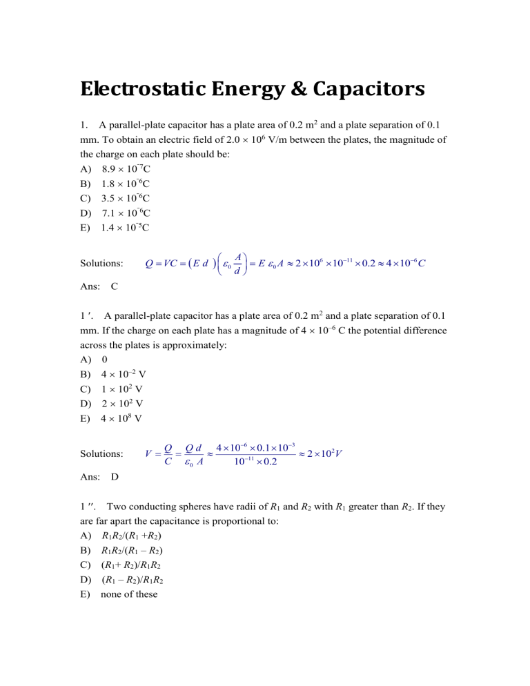 H Electrostaticenergyandcapacitors Solutions