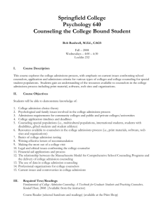 Counseling the College Bound Student Syllabus fall 2008