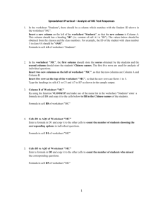 Spreadsheet Practical – Analysis of MC Test Responses 1. In the