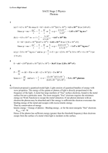 Worksheet - Photons (Solutions)