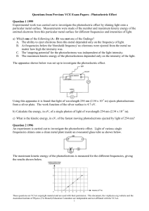 Photoelectric Effect Questions